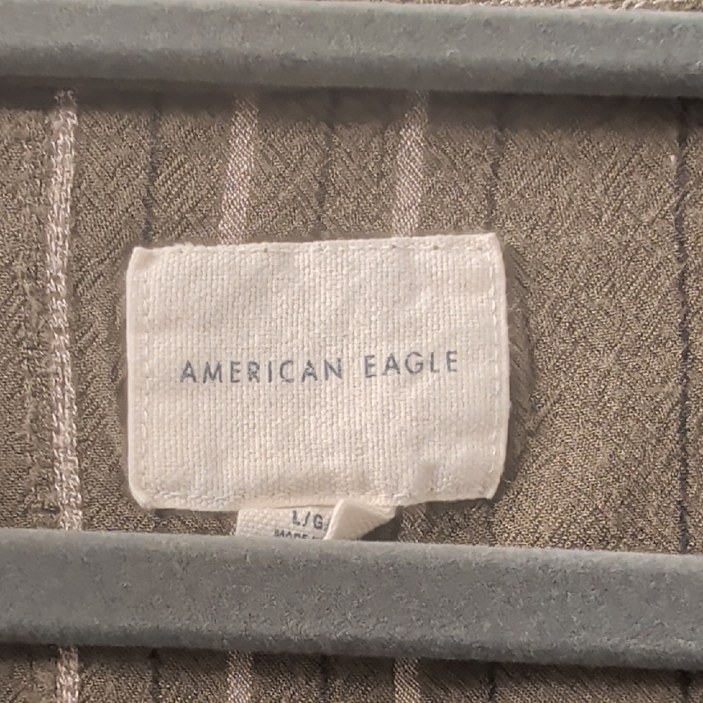 American Eagle Outfitters Olive Striped Shirt - Picture 2 of 2